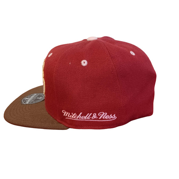 Mitchell & Ness Maroon Brown HWC Charlotte Hornets NBA Dynasty Fitted Mens 7 NWT - Picture 2 of 6